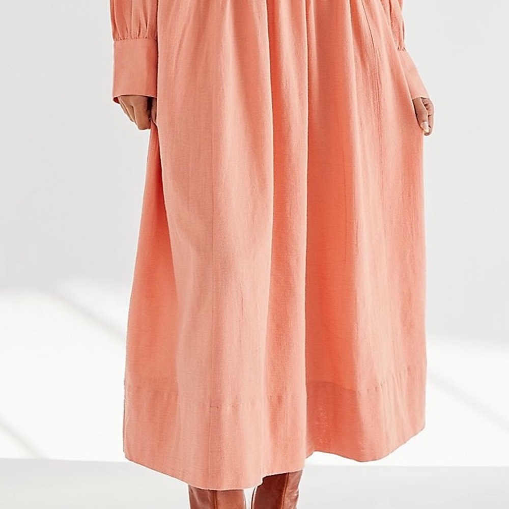 NWT Free People Monika Cotton MIDI Long Sleeve Shirt Dress in  Peach XS - Picture 5 of 11